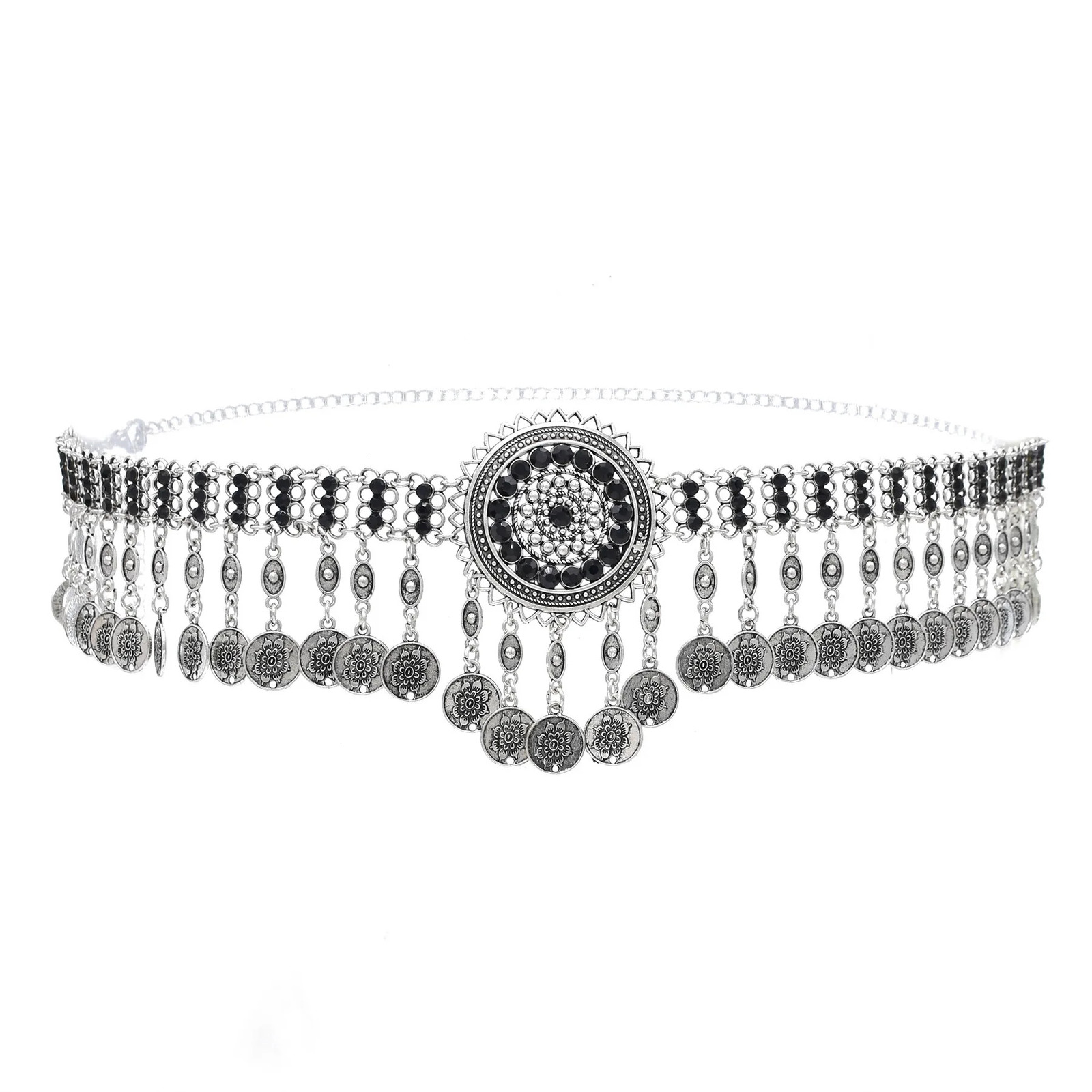 Bohemian Vintage Silver Plated Coin Tassel Waist Belly Body Chain Dance Jewelry Dress Accessories Gift 250610