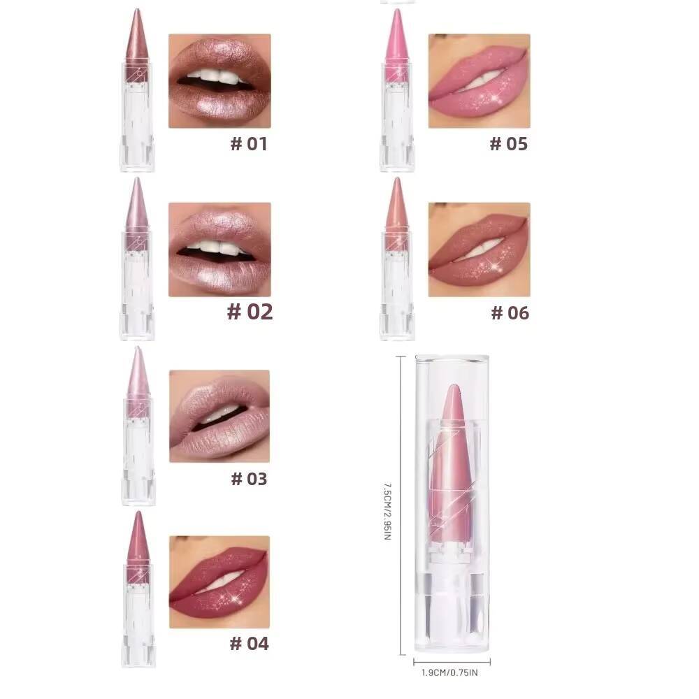 6Color Pearlescent Velvet Lipstick Pen Multipurpose Long-Lasting Moisturize Waterproof Brighten Glitter Lip Makeup Cosmetic Tool happy