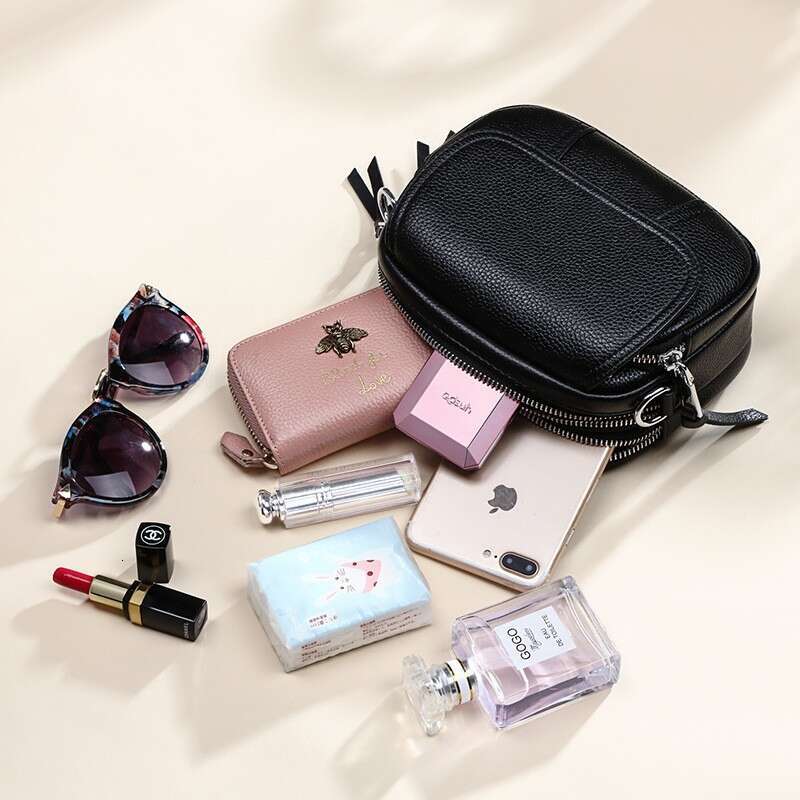 Women S Summer New Genuine Leather Fashion Versatile Crossbody Shoulder Small Round Bag