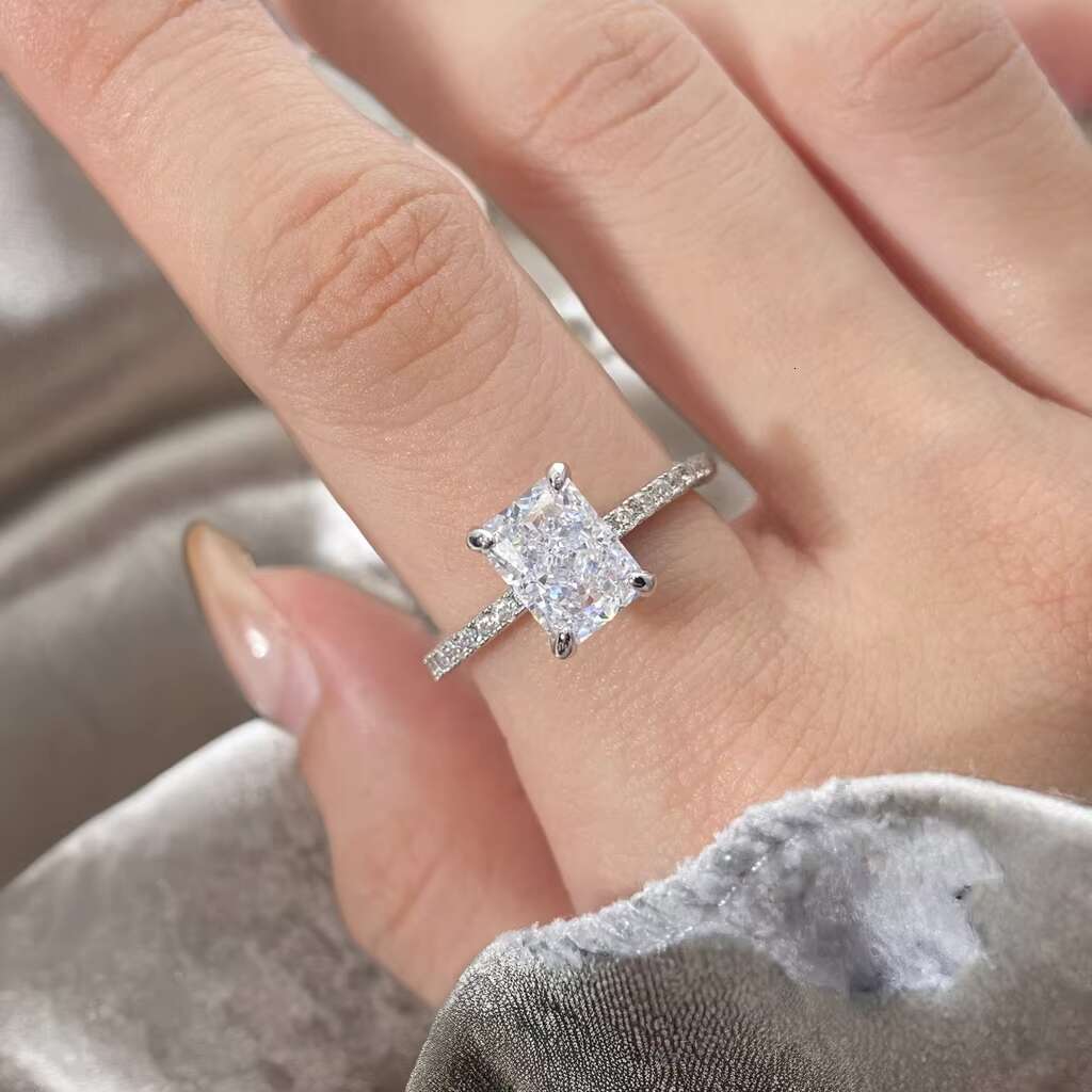 Fine Jewelry VS1 D 925 Sterling Silver Moissanite Diamond 2CT Finger Ring Tarnish Free 925 Silver Wedding Bands Engagement Party