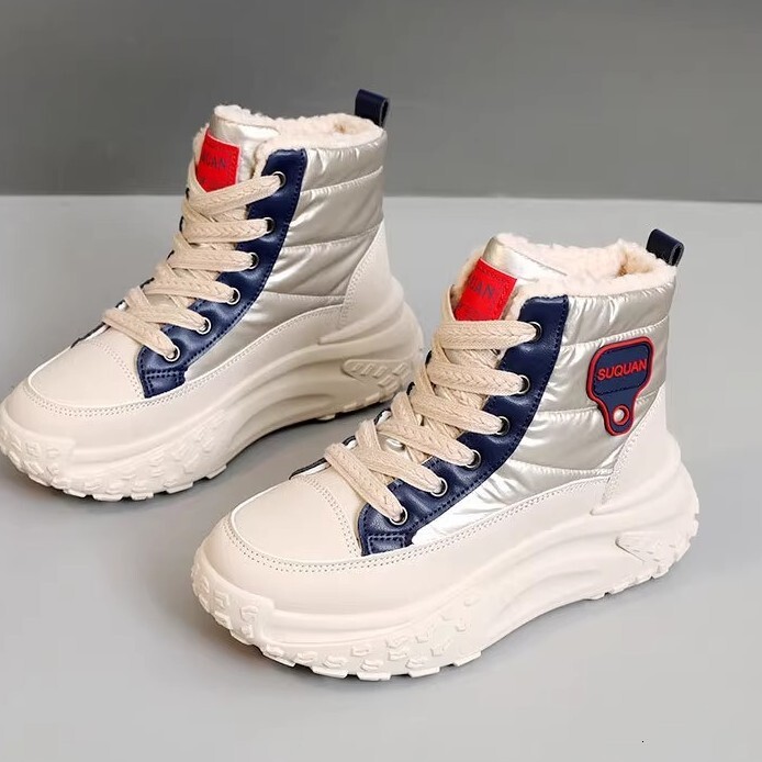 Ddmysports Women S Dad Sneakers New Winter Plush Thickened Cotton Thick Sole High Top Sports Shoes Height Increasing Travel Outdoor Shoes