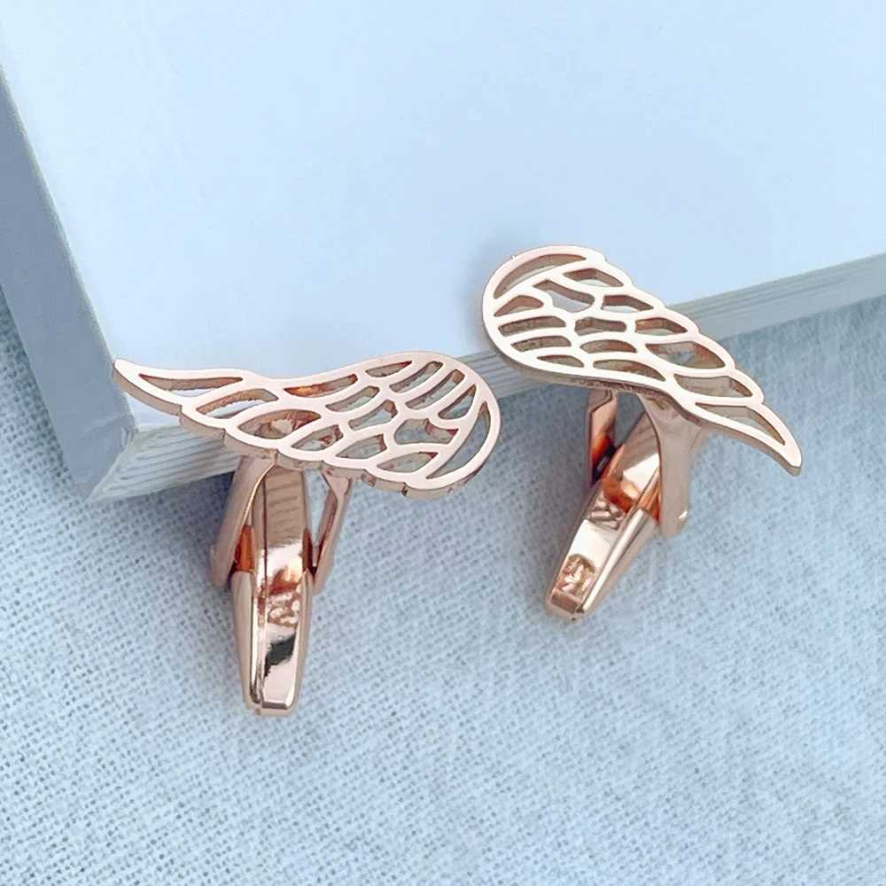 Exquisite Angels Wing Cufflinks Stainless Steel Feather Cuffs Button for Mens Husband Shirt Sleeves Buttons Wedding Jewelry XJ250614