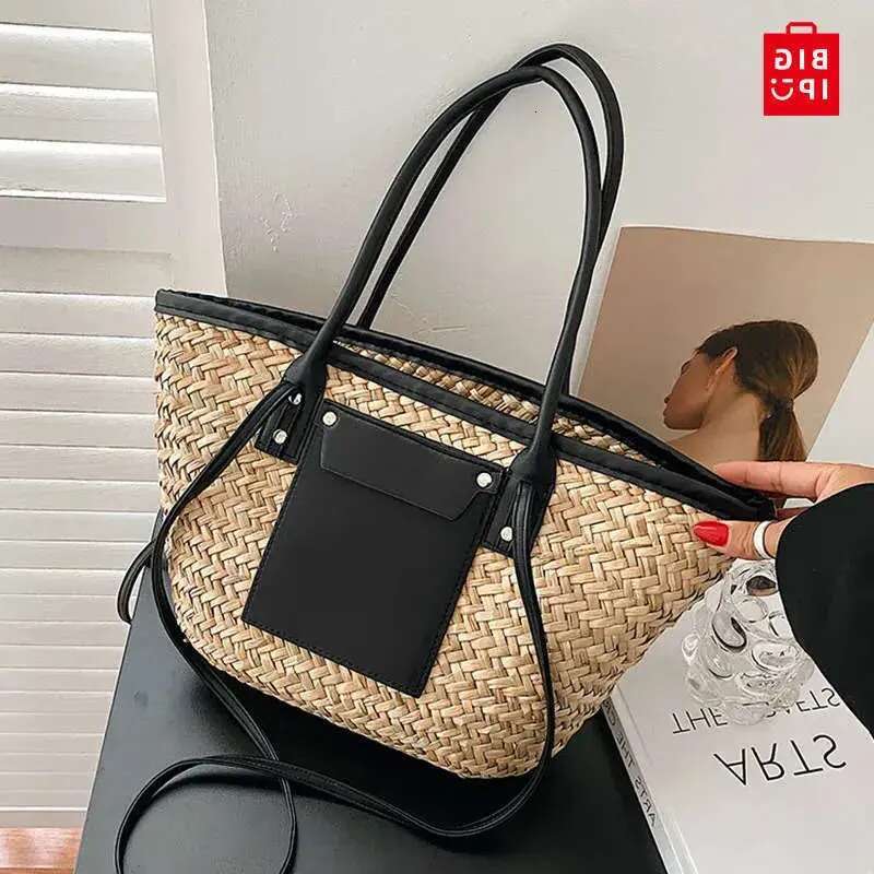 Designer Straw Handbags Hot Woven Beach Tote Women Large Capacity Summer Crossbody Fashionable Korean Bag Style Handbag Lightweight For Daily Use Free