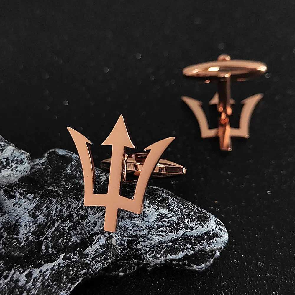 Poseidon Cufflinks for Men Ancient Greek God Trident Twins Shirt Button Wedding Party Gift Stainless Steel Collection Jewelry XJ250614
