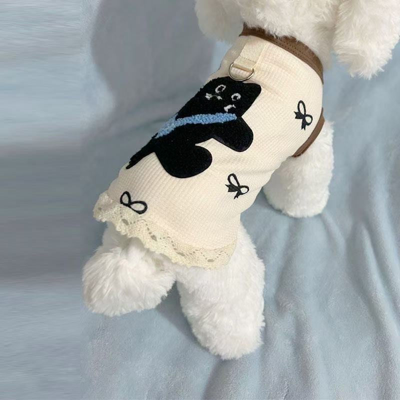 T463Dog clothes new waffle spring and summer cute vest with traction buckle Teddy Bichon small dog clothing