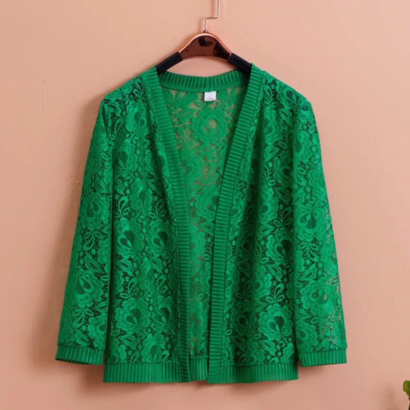 UHYTGF Knitted Cardigan Summer Coat Womens Fashion Hollow Shawl Thin 7XL Big Size Jacket Solid Color Wild Elegant Short Top 1676 250611