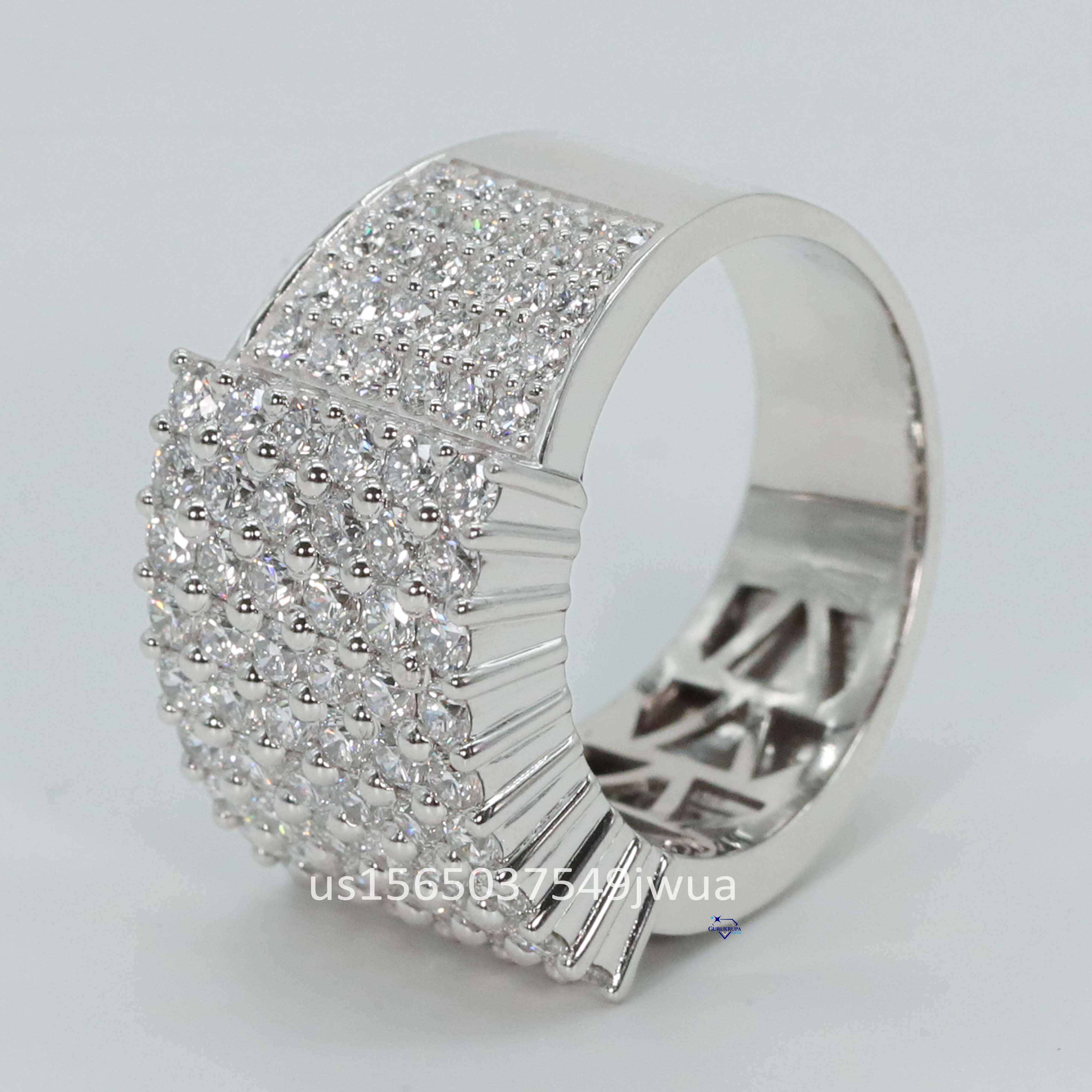 Fashion Jewelry Luxury Iced Out 925 Sterling Silver VVS Moissanite Diamond Mens Ring Real Moissanite Hip HopMens Ring