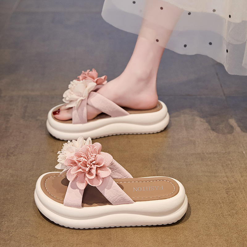 Ddmyoutdoor Platform Height Increasing One Strap Fairy Shoes Outdoor Wear Summer New Chinese Style Dress Matching Sandals Outdoor Shoes