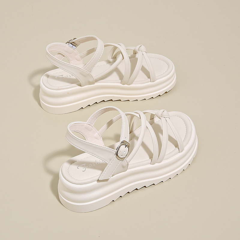 Ddmyoutdoor Platform Sandals For Women Summer New Fashion Versatile Design Sense Niche Temperament One Strap Roman Shoes Outdoor Shoes