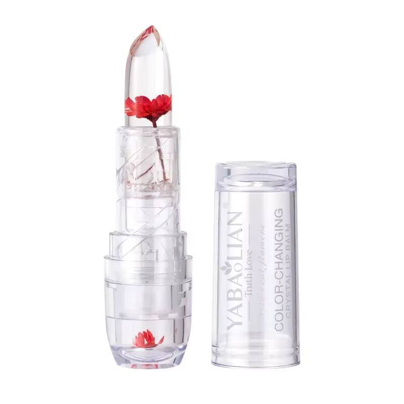 Magic Jelly Flower Temperature Change Transparent Moisturizing Lip Gloss Non-Stick Cup Color-Changing Lipstick happy