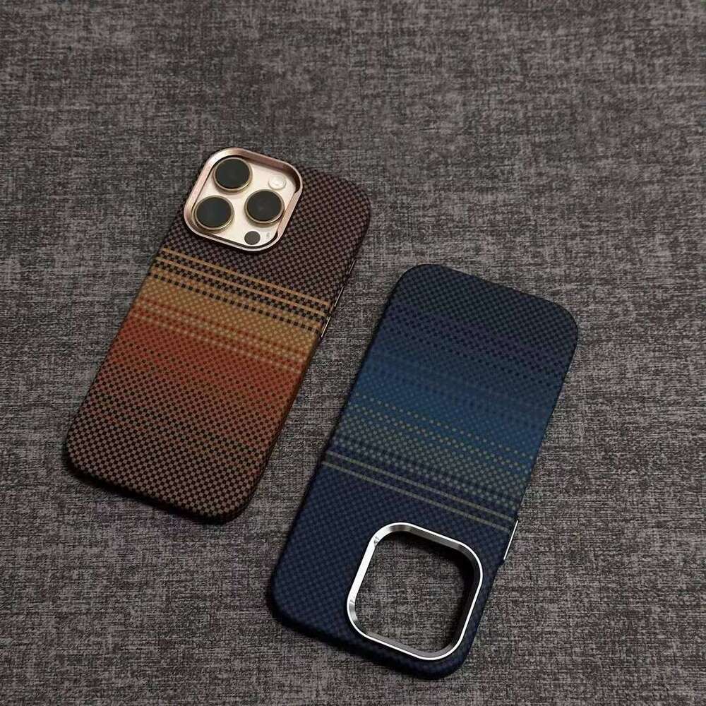 Magnetic Phone Case Aramid Fiber Pattern, Suitable for Apple 16 15 14 13 12 Pro Max with Lens Protection - PC Shell