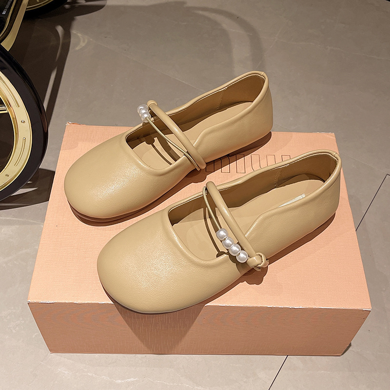 Ddmysports French Style Versatile Dress For Women New Summer Round Toe White Mary Jane Shoes Outdoor Shoes