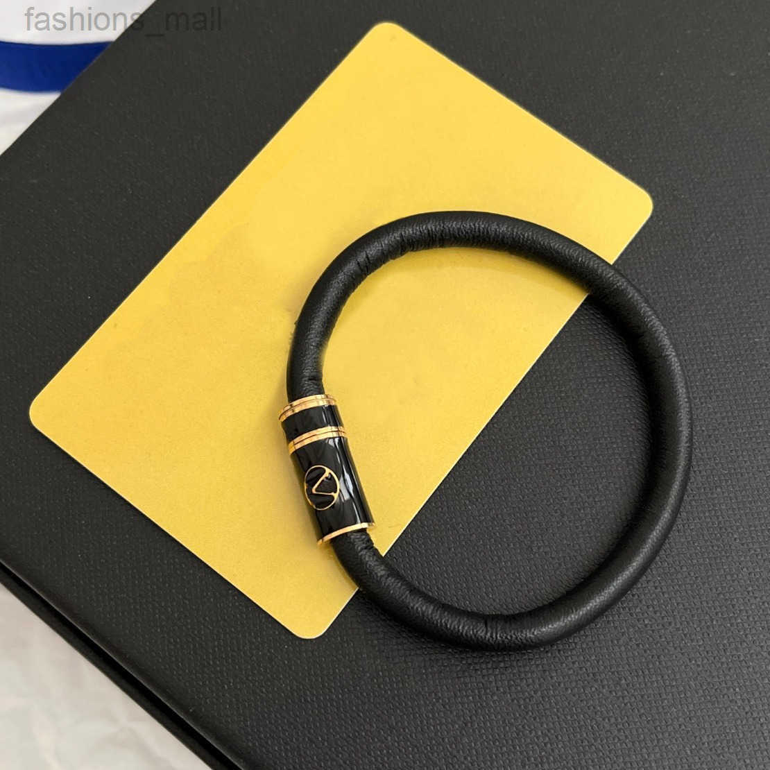 Designer Stylish Black Leather Bracelets With Gold Tone Initial Charm Fashionable Jewelry For Men Women Leather Bracelets Ideal Gift For Him Or Her