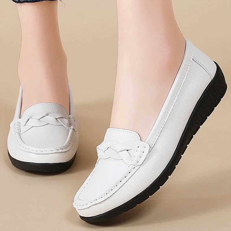 Women Shoes Soft Leather Womens Loafer 2025 New Flats Slip Casual Shoes Flat Shoes Women White Footwear Womens Shoes XJ250614