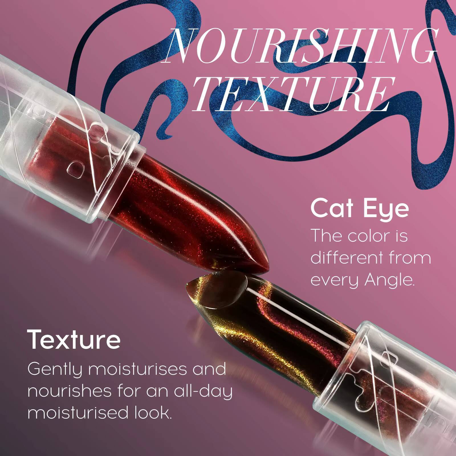 Moisturizing Changing Lip Gloss Lipstick, Changes With temperature,Long Lasting Not Smudged, Cat Eye The Color happy