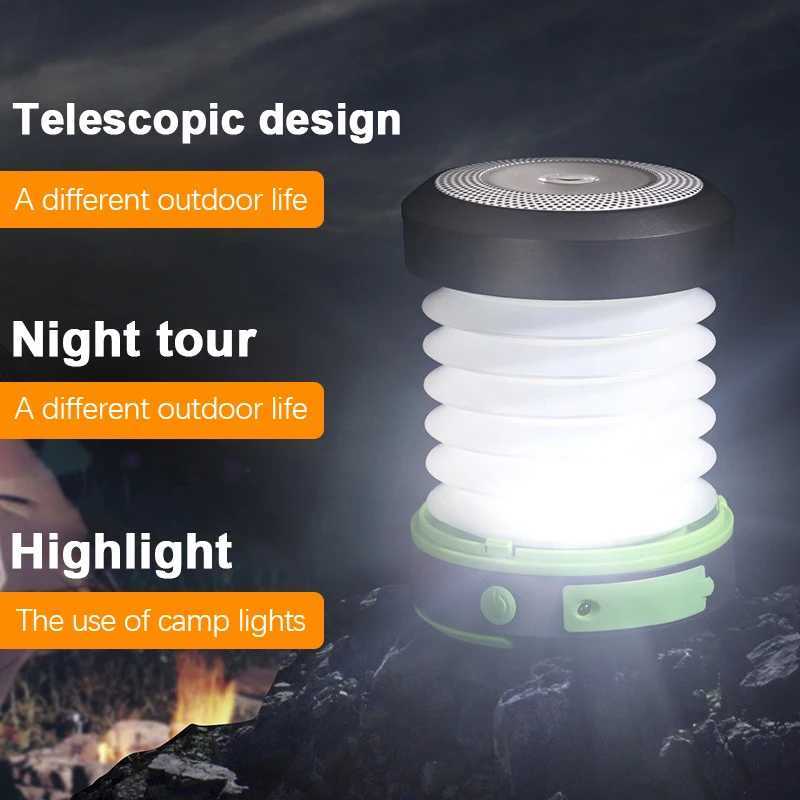 Camping Light Solar Rechargeable Foldable Portable Lantern Power Bank Waterproof Flashlight Solar Lamp for Camping Outdoor W250613