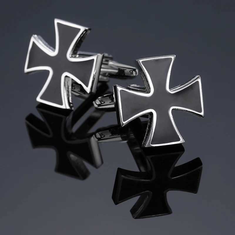 High quality black cross cufflinks fashionable French shirt badge brass material brand design mens wedding cufflinks XJ250614