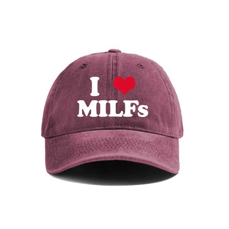 I Love MILFS Baseball Cap Summer Distressed Dad Hats Men Outdoor Adjustable Cotton Caps MZ-476 W250614