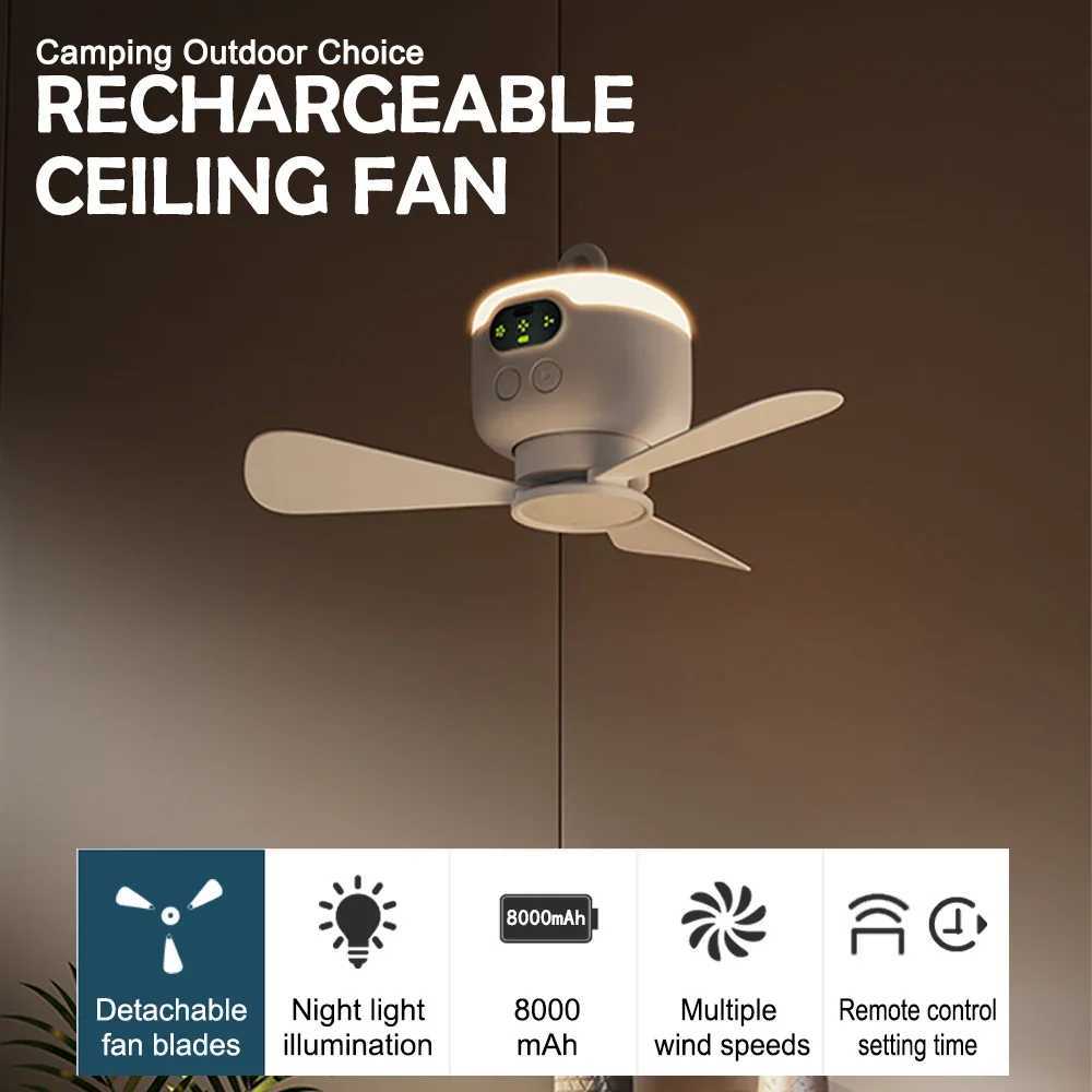 8000mAh Camping Fan Light Ceiling Fan Rechargeable Portable Tent Lantern Wireless Remote Control Outdoor Emergency Night Lights W250613