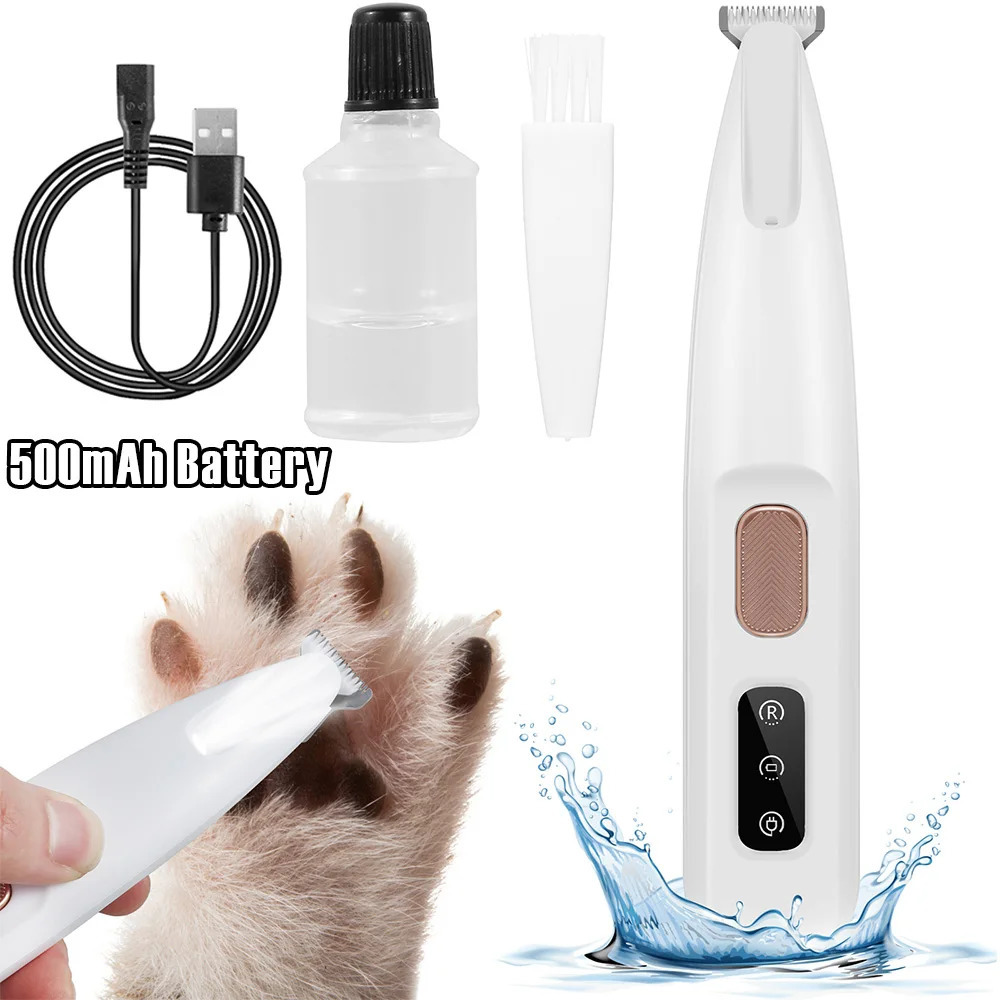 Pet Dog Paw Trimmer 500mAh Rechargeable Fully Waterproof Pet Hair Trimmer with LED Display Dog Clippers 18mm Widen Blade 250614