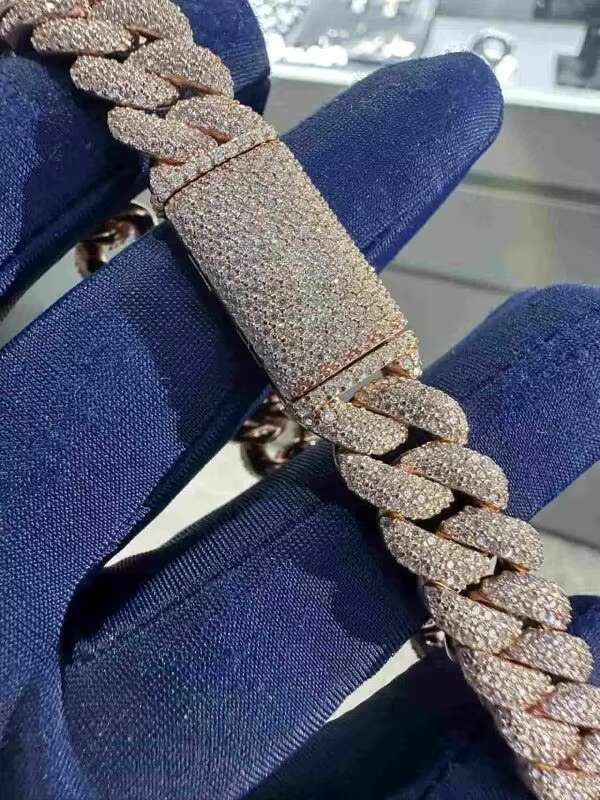 Manufacturer Direct Sales High-end VVS Moissanite 925 Sterling Silver Bracelet 12MM 8-inch Rose Gold Plating