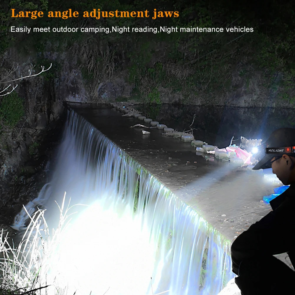 Dual Beam COB LED Headlamp Type-C Charging Cap Hat Light 1200mAh Keychain Light LED 500LM 5 Modes Waterproof for Outdoor Running 250611