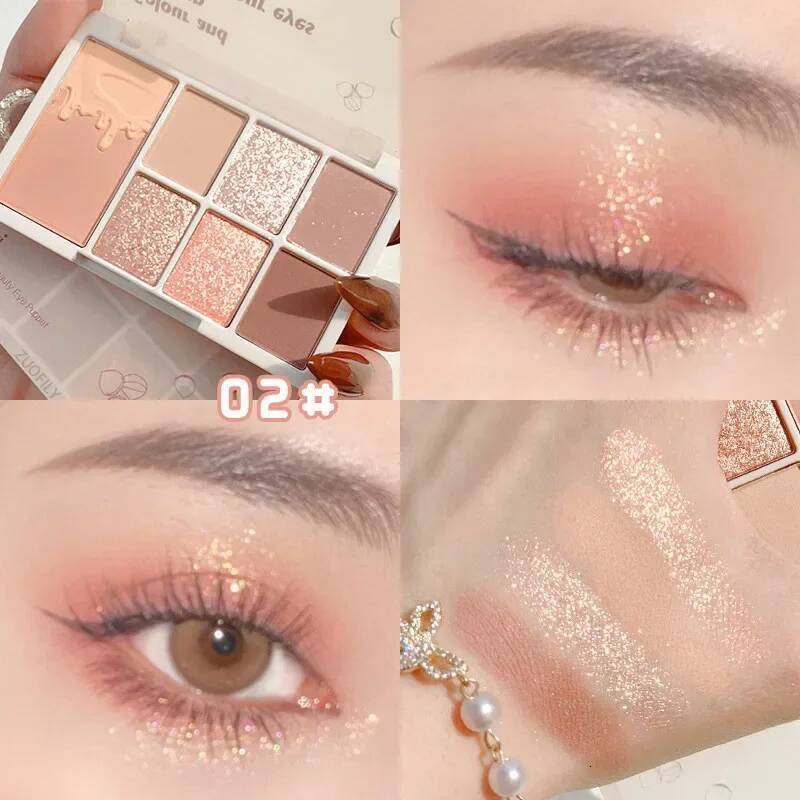 7 Colors Eyeshadow Palette Matte Pearlescent Glitter Waterproof Long Lasting Pigmented Brighten Eyes Makeup Portable Cosmetics