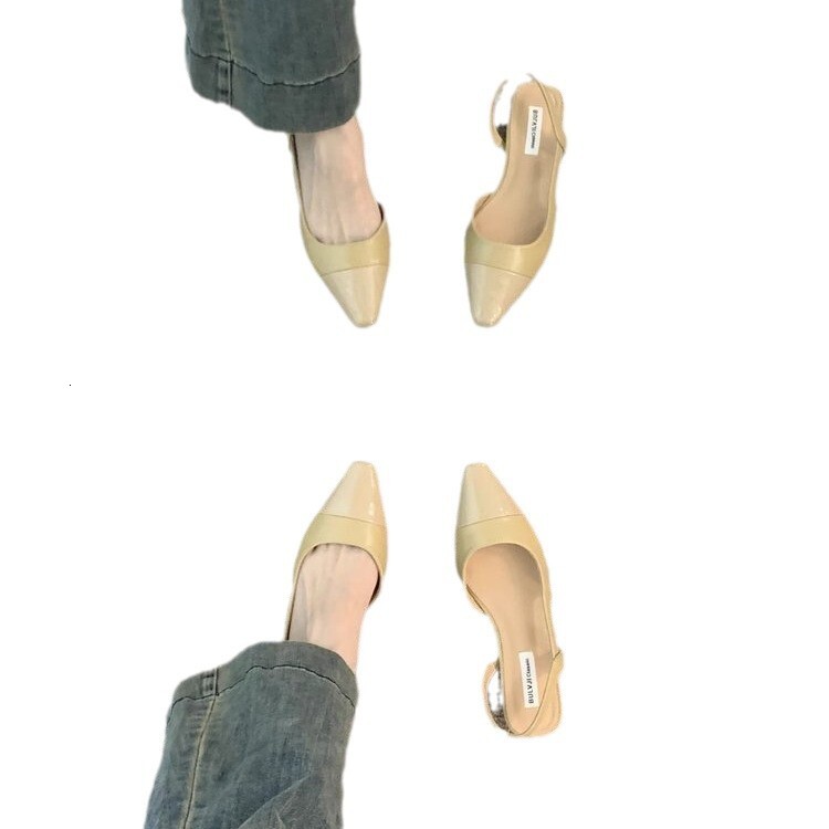 Ddmyoutdoor Low Heel Pointed Closed Toe Sandals For Women New Summer Style French Gentle Evening Mary Jane Single Shoes Outdoor Shoes