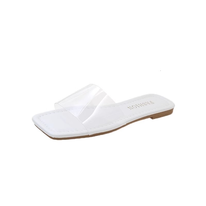 Ddmysports Summer Small Fragrance Style Internet Celebrity Flat For Women New Versatile Korean Version One Word Casual Transparent Slippers Outdoor Sh