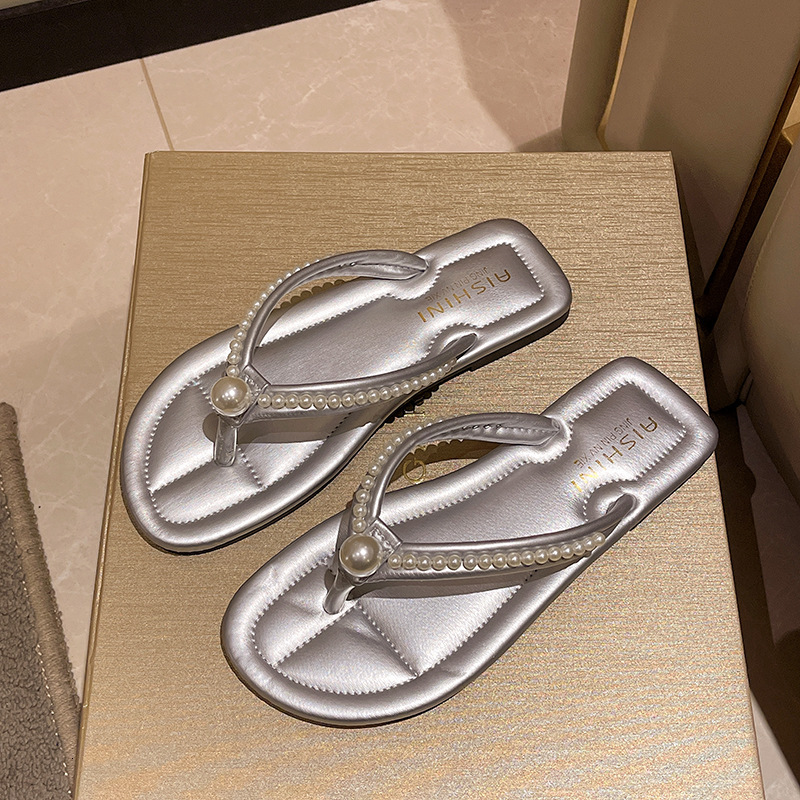 Ddmyoutdoor Women S Flip Flops Summer New Korean Fashion Outdoor Rhinestone Toe Post Flat Beach Sandals Outdoor Shoes