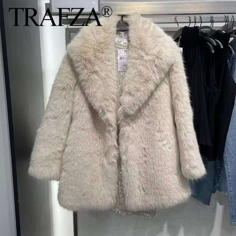 Winter Female Chic Solid White Casual Warm Thicken Faux Fur Coat Fashion Woman Chill Long Sleeve Outerwear