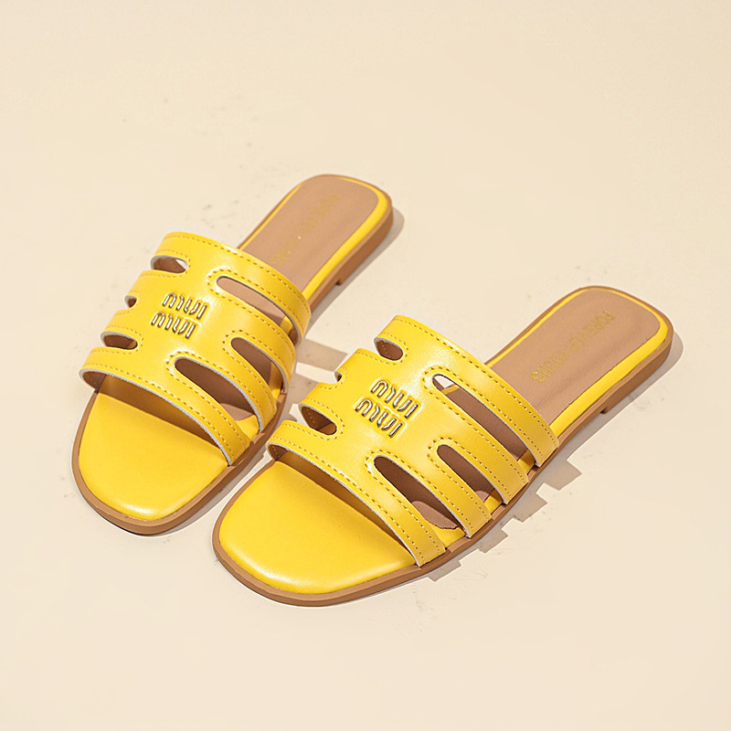 free shipping designer sandals luxury slippers slides yellow white brown black indoor outdoor beach versatile fashion slippers plus size 35-43