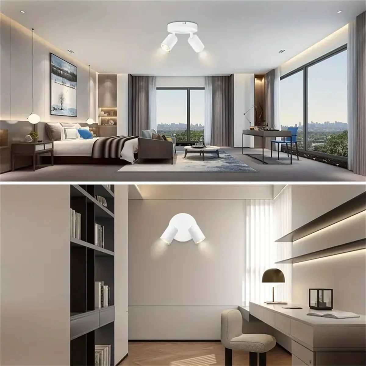 A LED ceiling light 2 bulbs ceiling spotlight LED rotatable GU10 ceiling spotlight ceiling spotlight black modern spotlight c XJ2500613