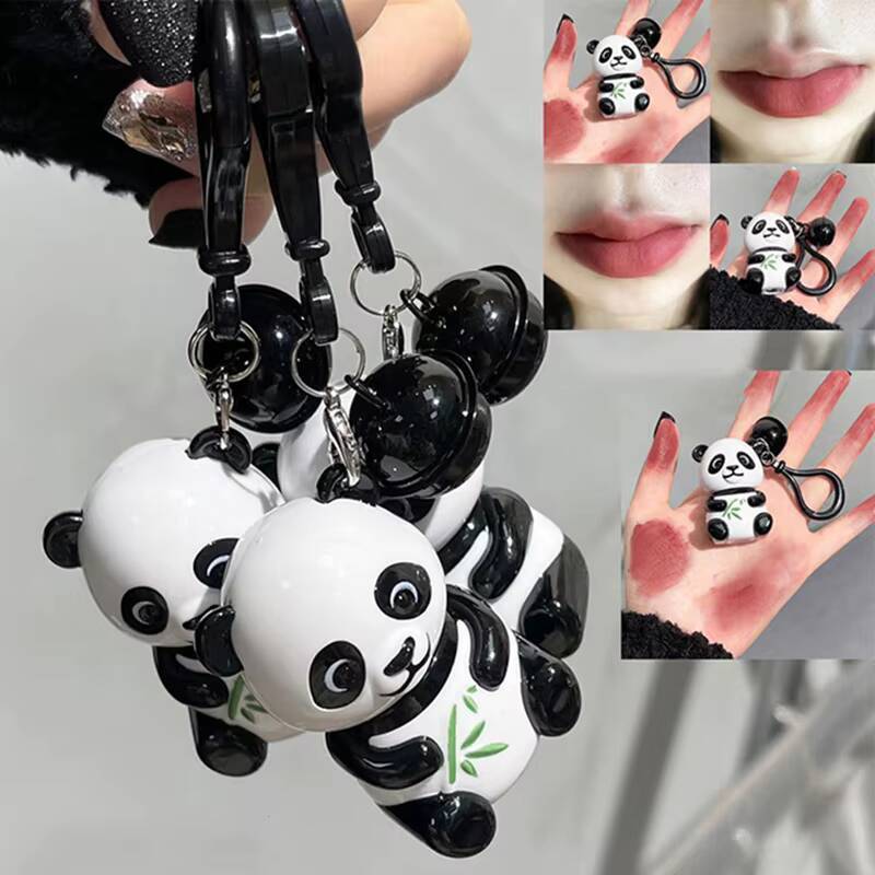 Cute Panda Keychain Velvet Matte lip Mud Grey Red Brown Pink Not Easy Fade Lips Tint Nude Lipsticks Dupes Korean Makeup Cosmetic happy