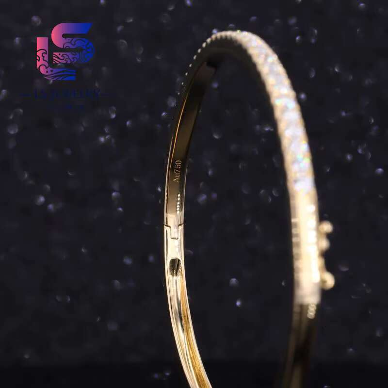 Group Order Bangle 9k 10k 14k Gold 2mm Round Moissanite Lab Grown Gemstone Bracelet