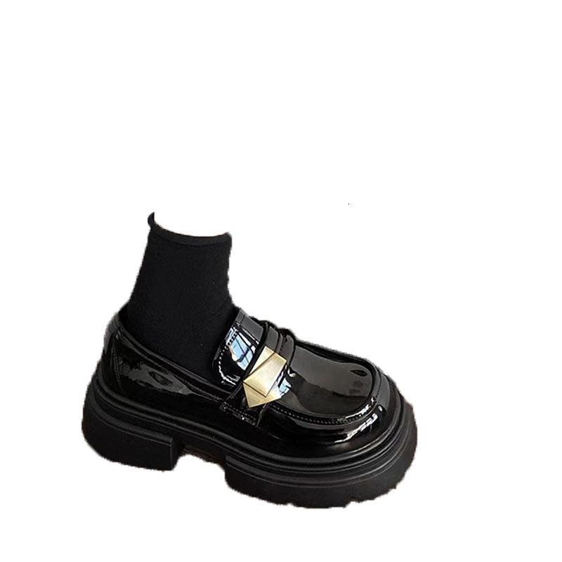 Ddmyoutdoor Thick Sole British Style Loafers For Women With Skirts Spring New JK Versatile Height Increasing Leather Shoes Outdoor Shoes