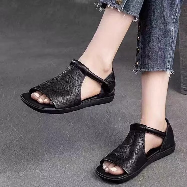 Ddmysports Summer New Peep Toe Flat Simple Versatile Literary Sandals Soft Surface Casual Comfortable Women S Shoes Outdoor Shoes