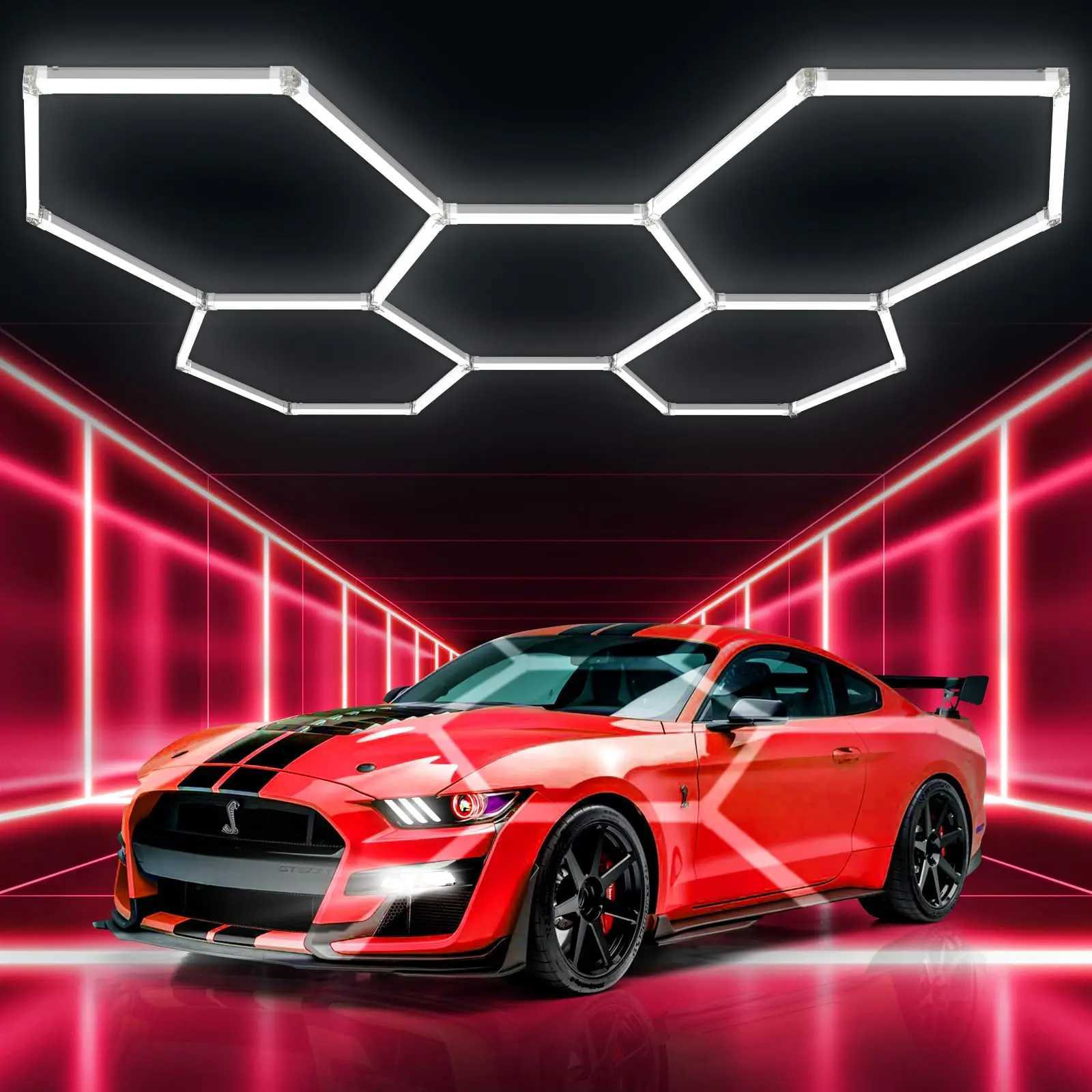 Hexagon Garage LED Lights 25 Pack 240W Garage Lights Ceiling LED Work Light Super Bright 6500K Hexagon Honeycomb LED XJ2500613