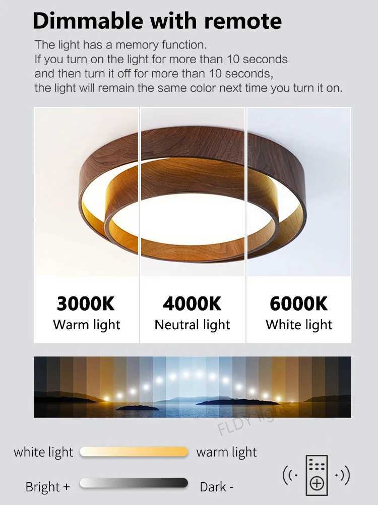 Menvix Nordic Walnut Wood LED Ceiling Chandelier for Living Dining Room Balcony Bedroom Lamp Home Decor Indoor Lighting Fixture XJ2500613