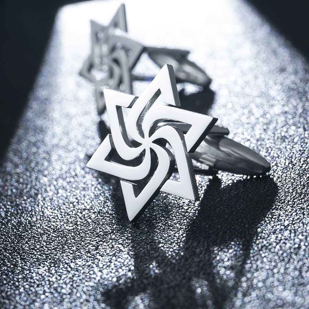 Fashion Spiral Star David Cufflinks Stainless Steel Mens Shirt Suit Cufflinks Retro Talisman Jewelry Groom Wedding Gift XJ250614