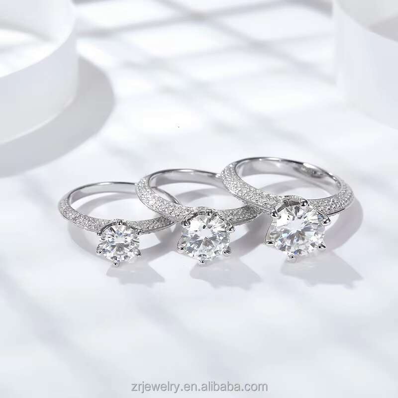 Moissanite Rings Womens Engagement 925 Sterling SilverWedding Six Claws 1CT 2CT 3CT 5CT VVS Round Brilliant Moissanite Ring
