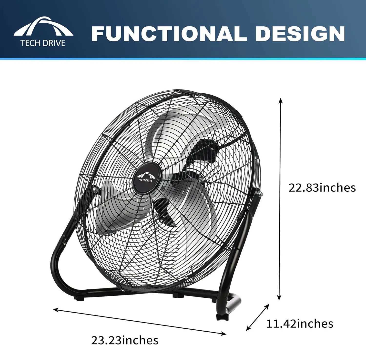 High Velocity Floor Fan 20 inch Heavy Duty Metal Industrial Fans3 Powerful Speed360 Adjustable Tilting R250614