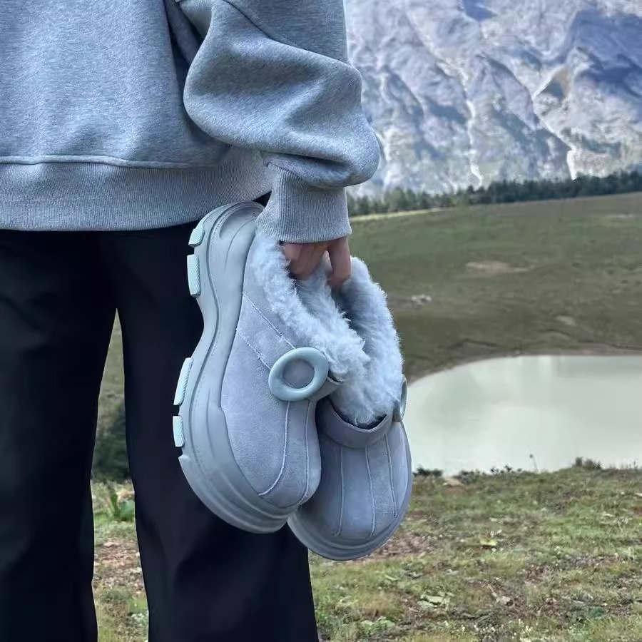 Ddmysports Women S Snow Winter New Leather And Fur Integrated Warm Cotton Thick Sole Non Slip Bread Shoes Lace Up Short Boots Outdoor Shoes