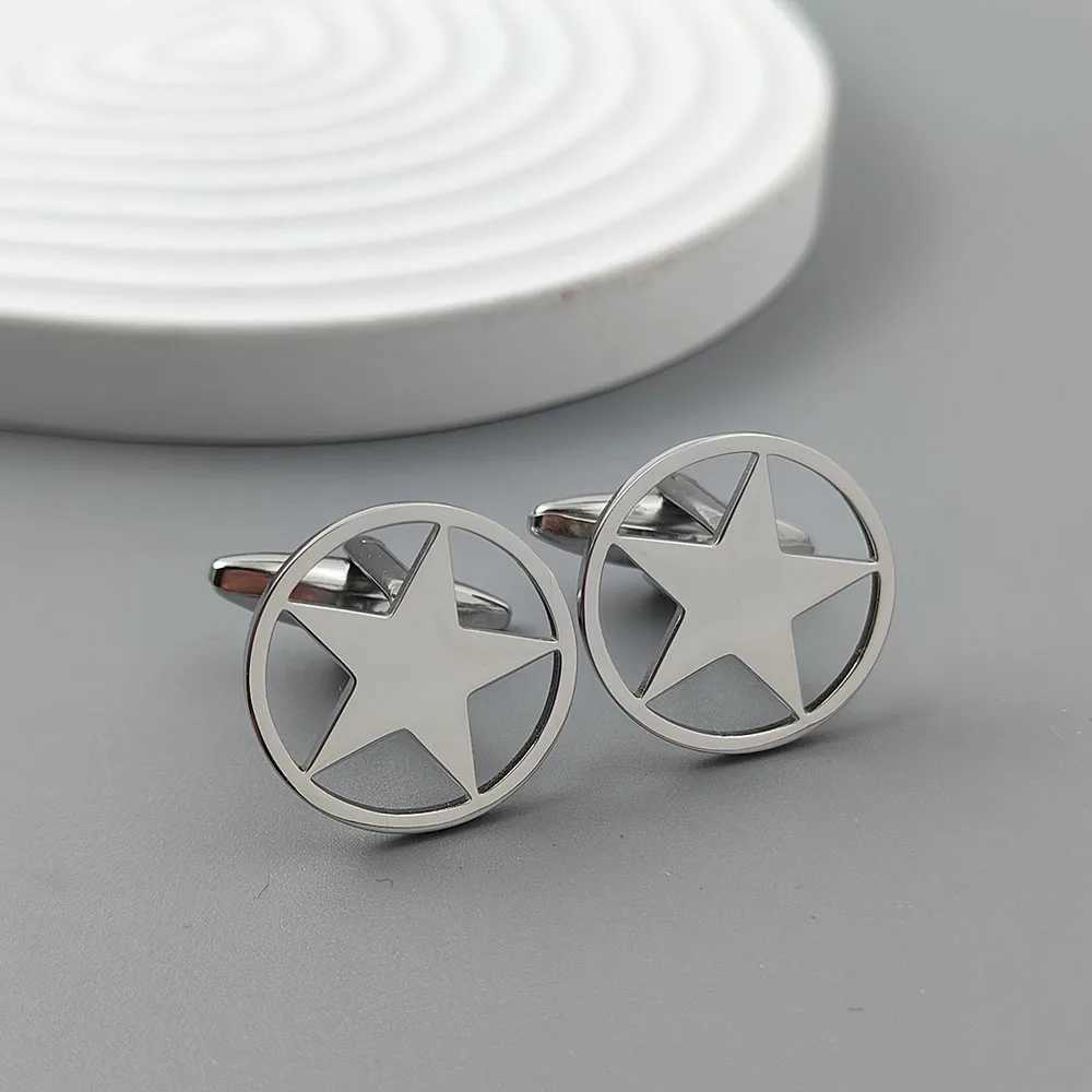 Punk style five-pointed star stainless steel 18K gold-plated cufflinks silver French shirt buttons suit wedding accessories XJ250614