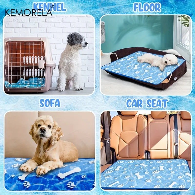 KEMORELA Large Dog Cooling Pad Self-Cooling Ice Silk Pad Washable Pet Dog Cooling Mat for Summer Comfortable Dogs And Cats 250614
