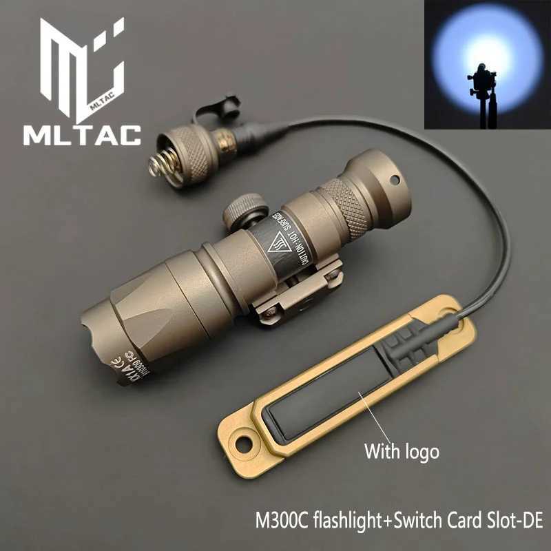 Tactical M300C M600C LED Flashlight With Full Card Slot Rat Tail Pressure Switch Outdoor Climbing Mountains Hunting Weapon LightXJ250613