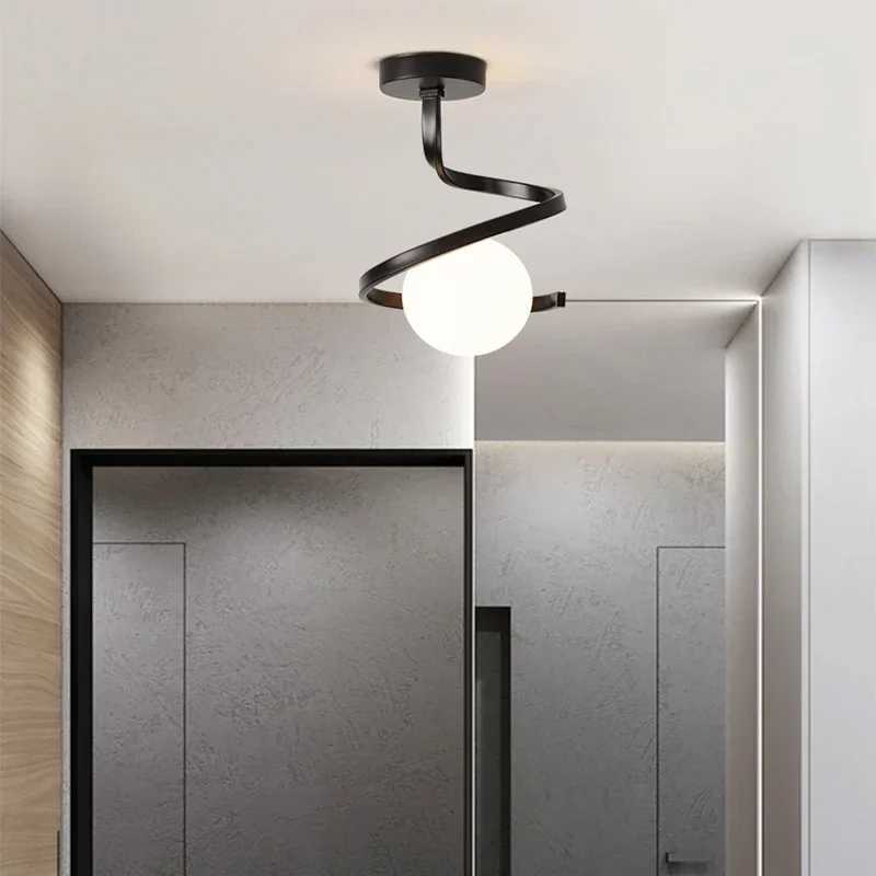 Golden Black Spiral LED Tavan I Mekan Aydnlatma Oda Dekorasyonu Yatak Odas Oturma Odas Yemek Masas alma Giyinme OdasXJ2500613