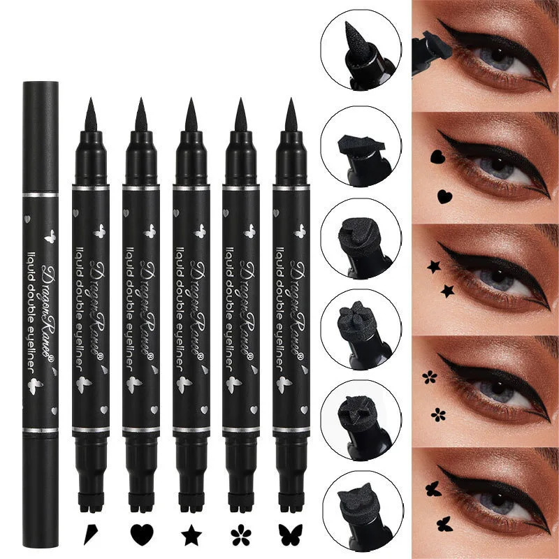 Waterproof Double Head Star Seal Eyeliner Long Lasting Makeup Non-smudging Novice Heart Plum Embellished Eye Tail Eyeliner 250614