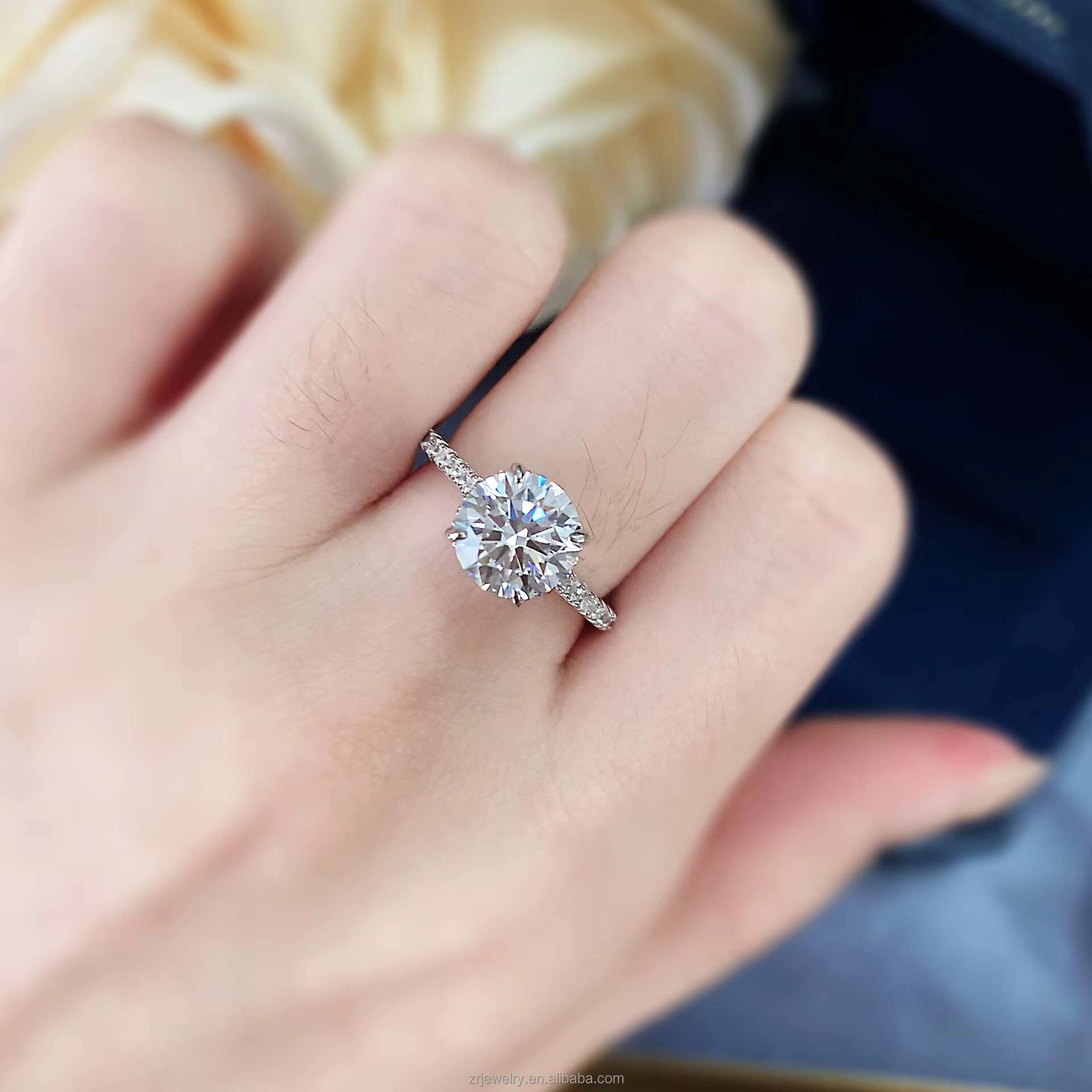 Womens 925 Sterling Silver Engagement Star Ring Gold Eternity Wedding Moissanite Diamond Moissanite Ring