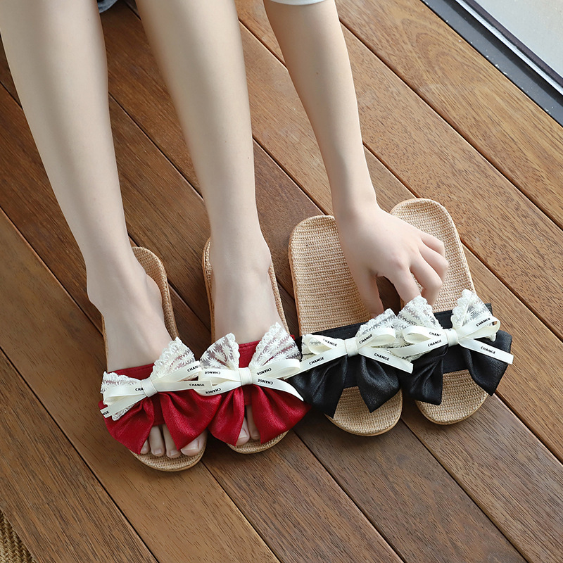 Four season linen slippers for women, silent indoor cotton and linen shoes for women, silent outdoor home designer sandals